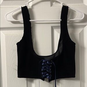 Black Lace-Up Underbust Lace Up Crop Top